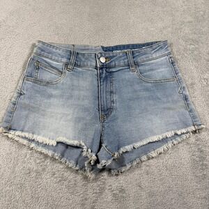 Volcom Stoney Stretch Denim Shorts Womens 26 Blue 2.5" Distressed Frayed Hem